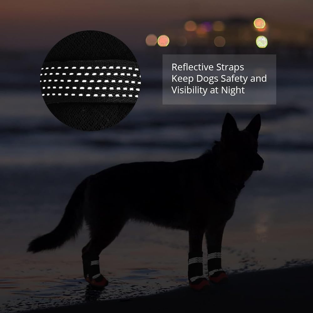 Dog Shoes For Hot Pavement Anti-Slip Dog Boots Waterproof Dog Shoes For Small To Large Dogs With Reflective Straps Pet Dog Boots